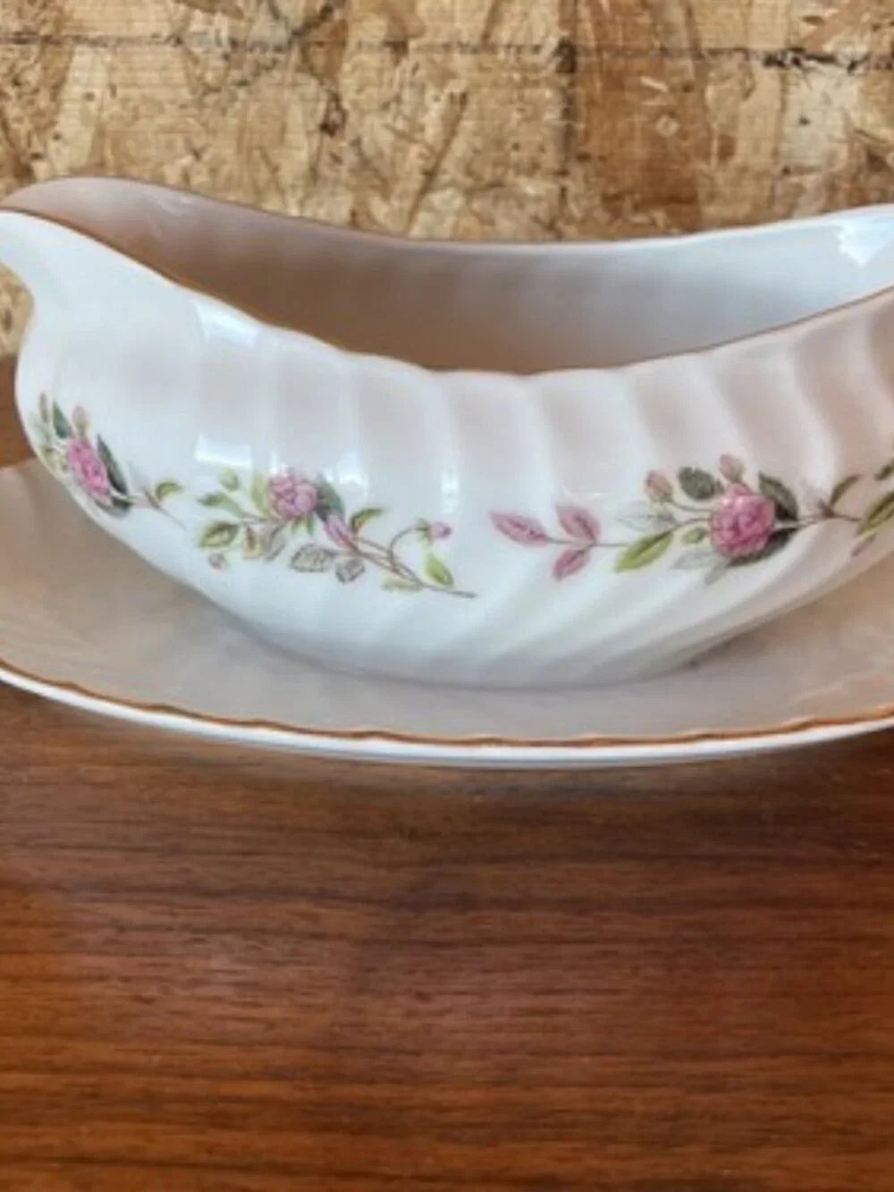 Creative Fine China Japan 2345 Regency Rose Gravy Boat Attached Underplate